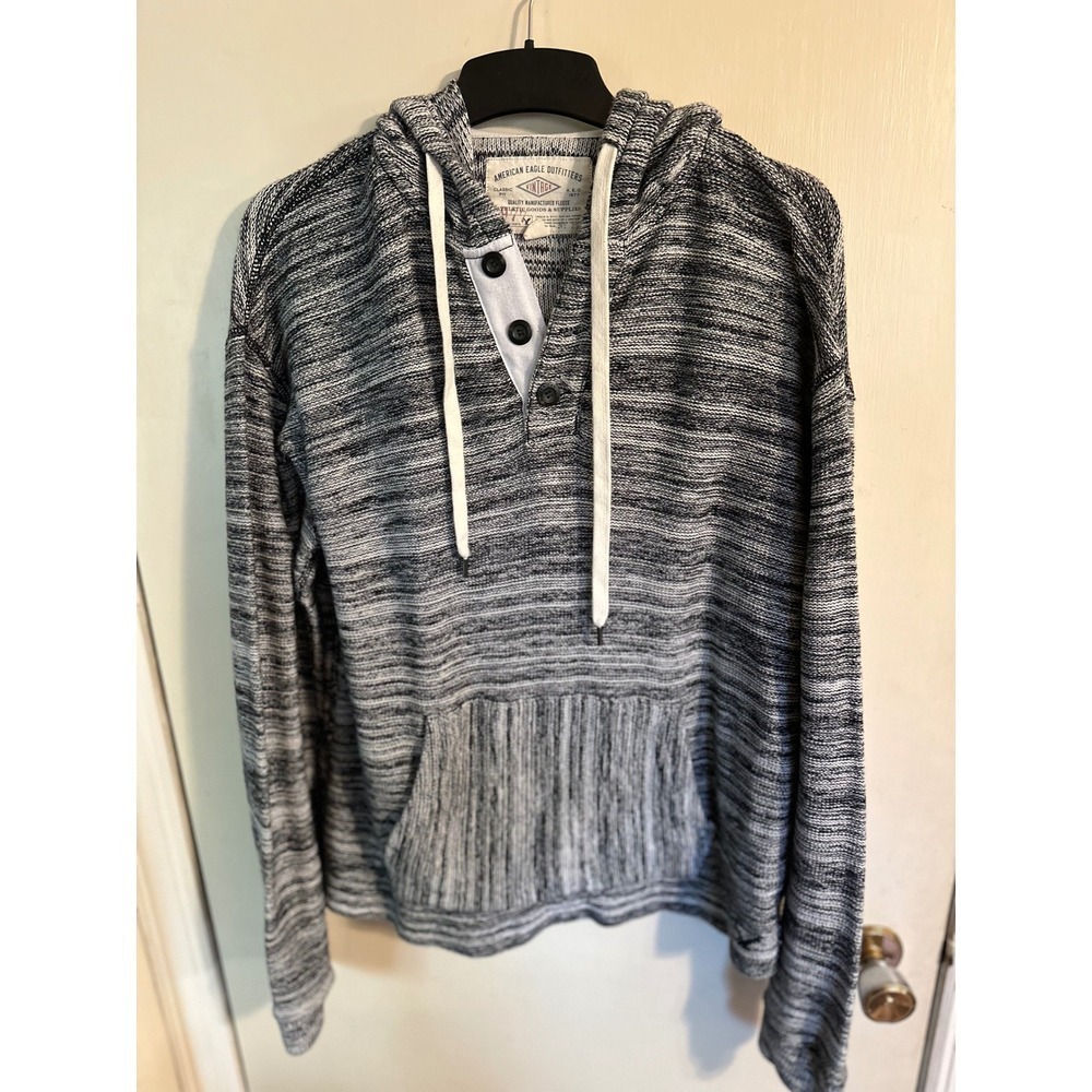 American Eagle Outfitters Baja Hoodie Henley Knit Pullover Men's Size Medium VTG